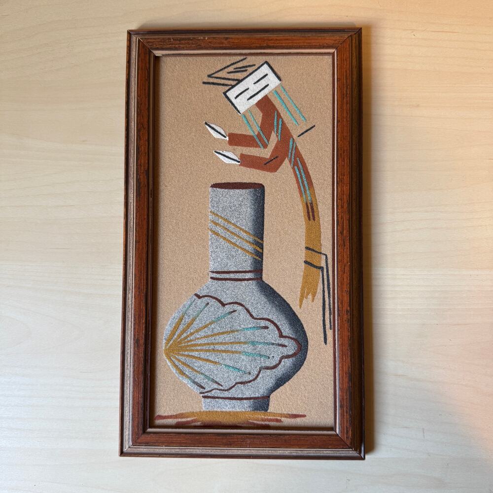 Vintage Navajo Sand Art by B. Begay Yei Healing Spirit Signed Southwestern Decor